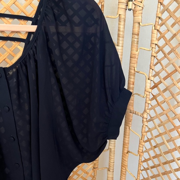 Agaci Sheer Navy Blue Blouse - Picture 5 of 10